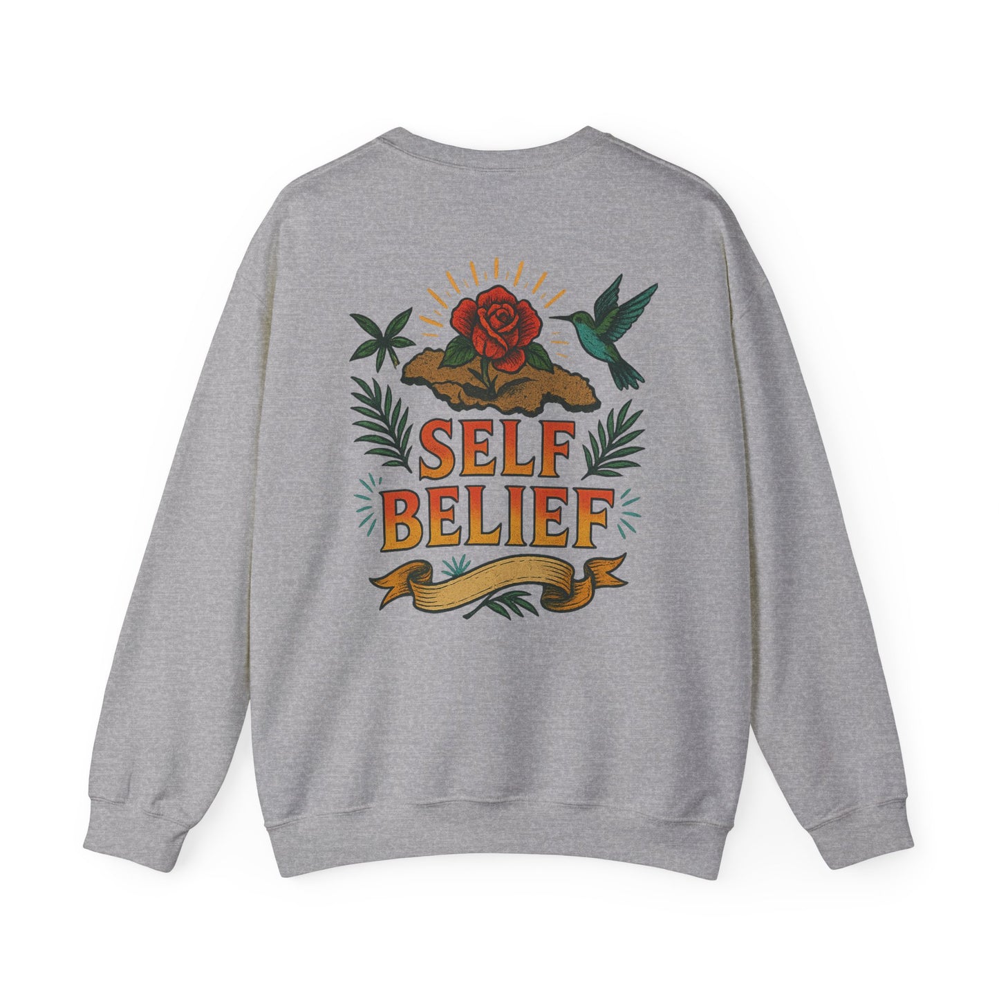 Self Belief - Unisex Crewneck Sweater (Lettering Front, Full Artwork Back)