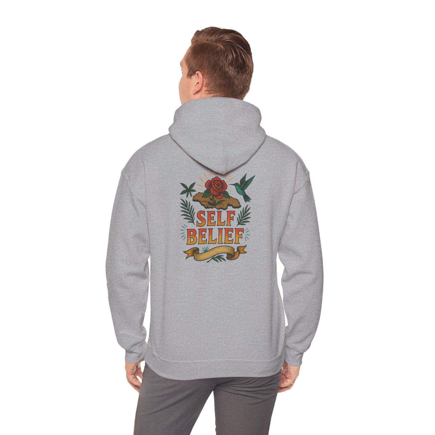 Self Belief - Unisex Hoodie (Lettering Front, Artwork Back)