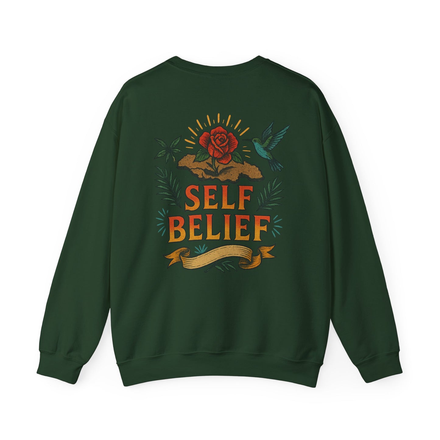 Self Belief - Unisex Crewneck Sweater (Lettering Front, Full Artwork Back)