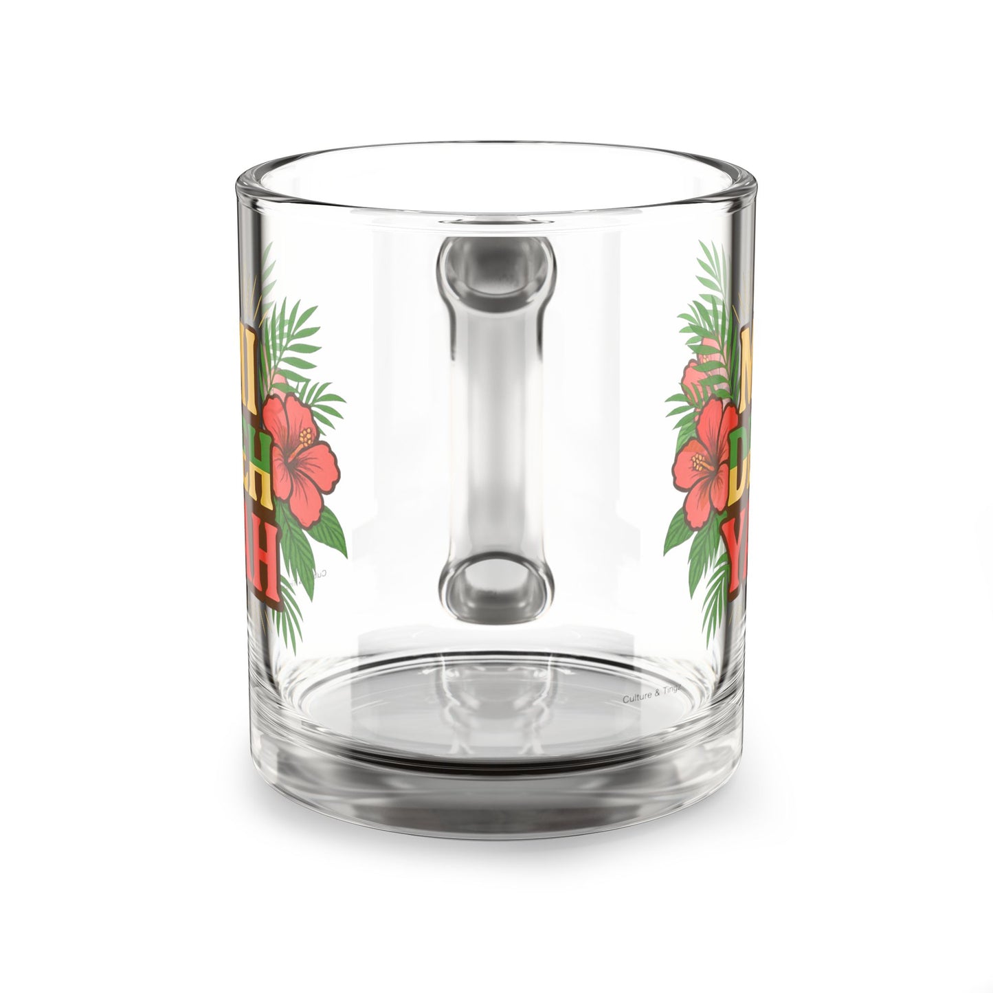 "Mi Deh Yah" Floral Glass Mug