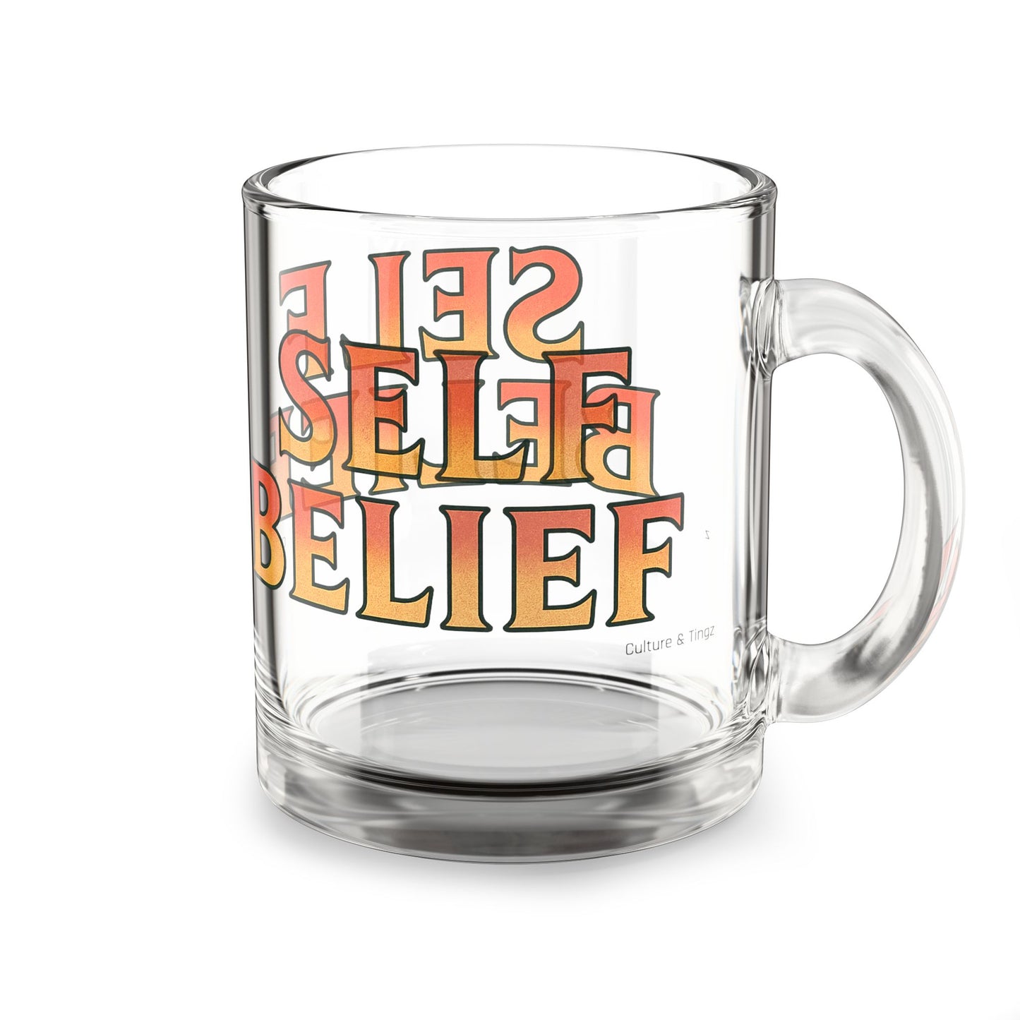 Self Belief Glass Mug - 10oz. (Letterwork Edition)