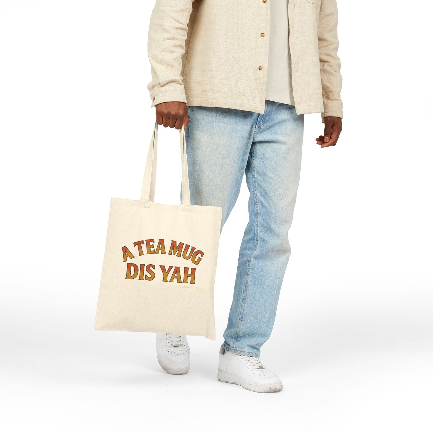 A Tea Mug Dis Yah - Canvas Tote Bag (Letterwork Only)