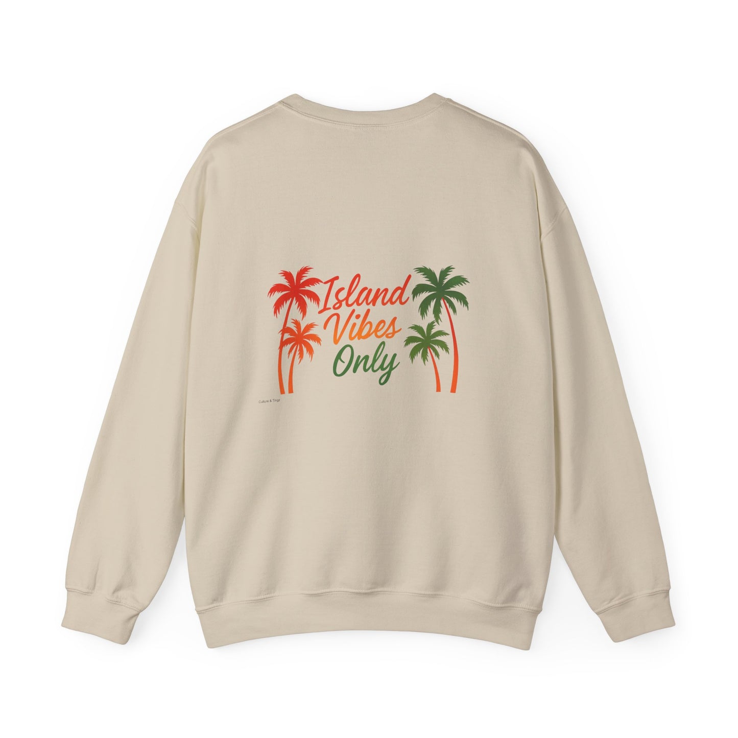 Island Vibes Only - Unisex Crewneck Sweater (Letterwork Front, Full Artwork Back)