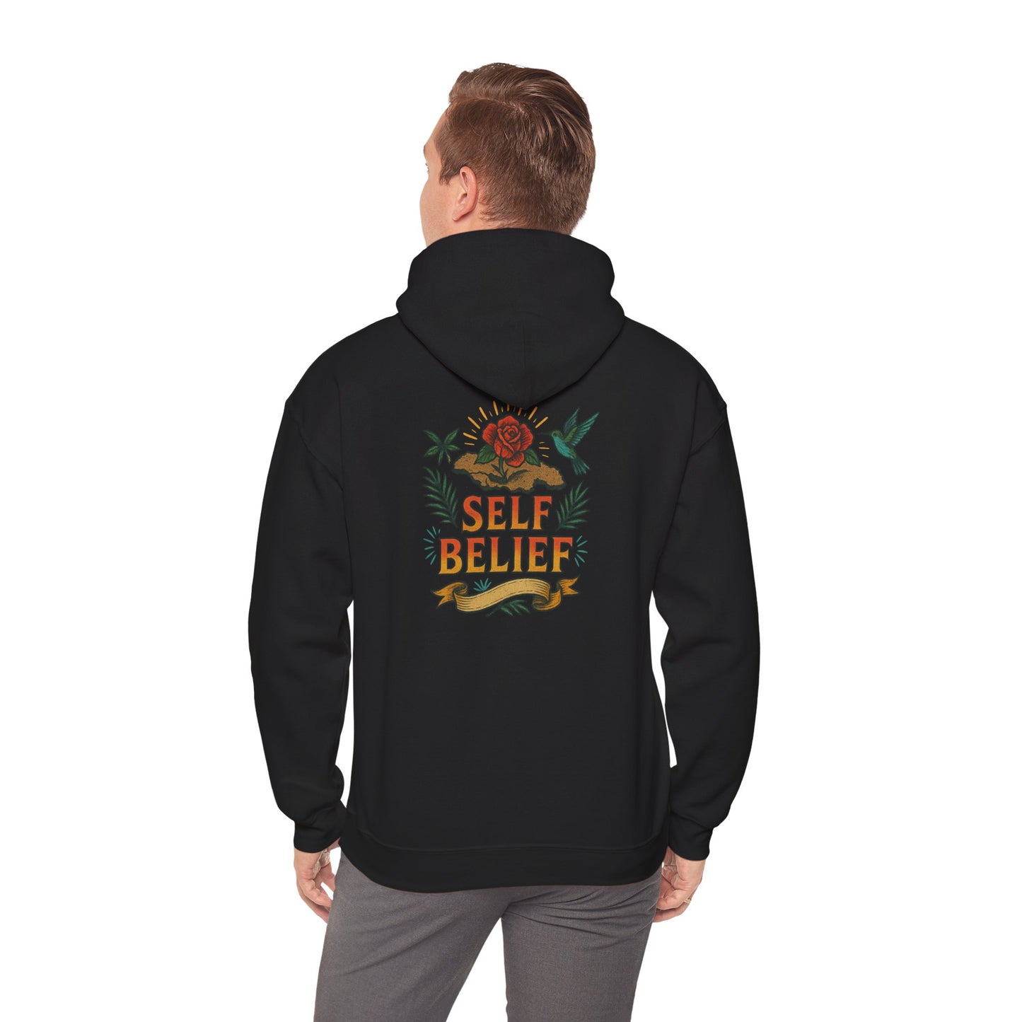 Self Belief - Unisex Hoodie (Lettering Front, Artwork Back)