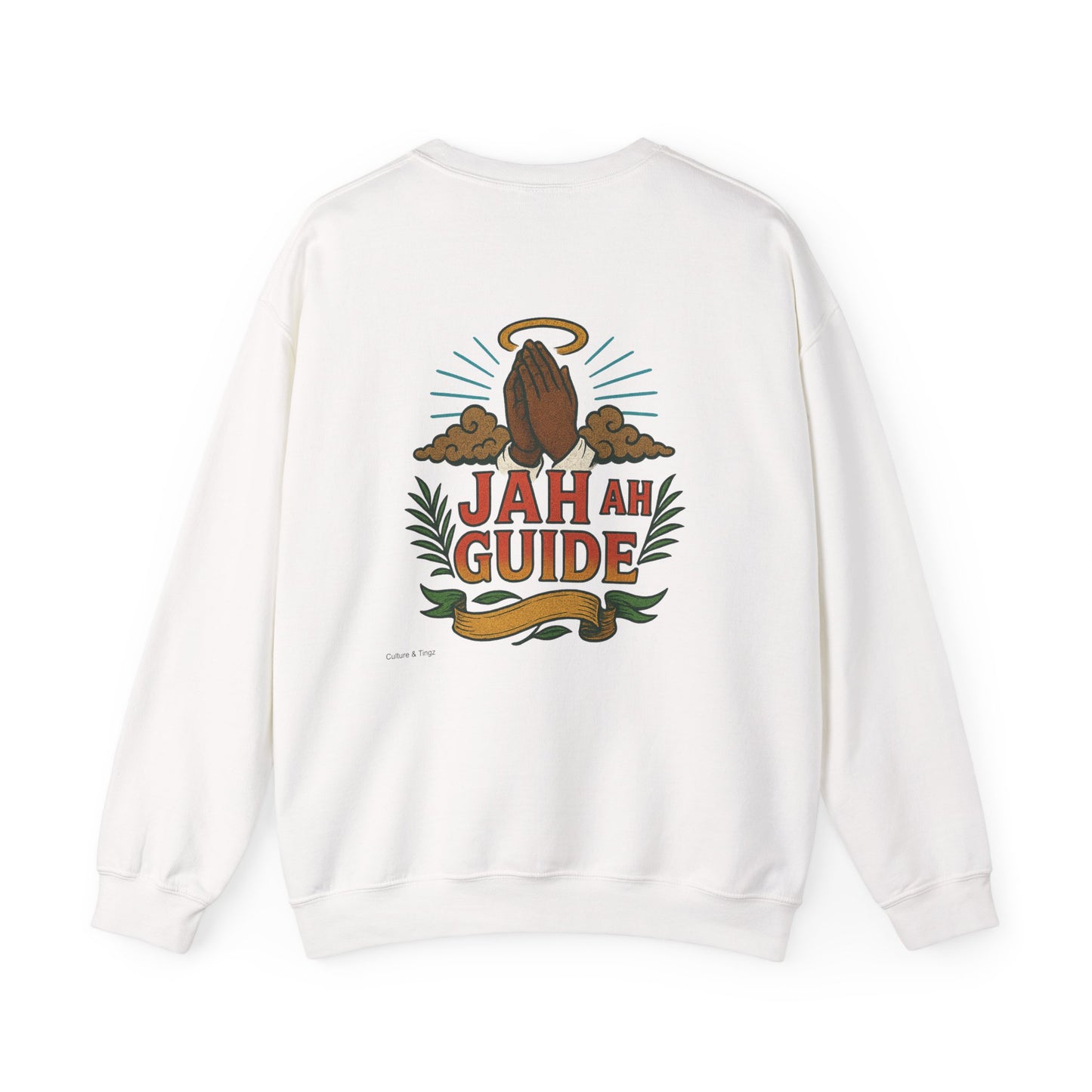 Jah Ah Guide - Unisex Crewneck Sweater (Letterwork Front, Full Artwork Back)