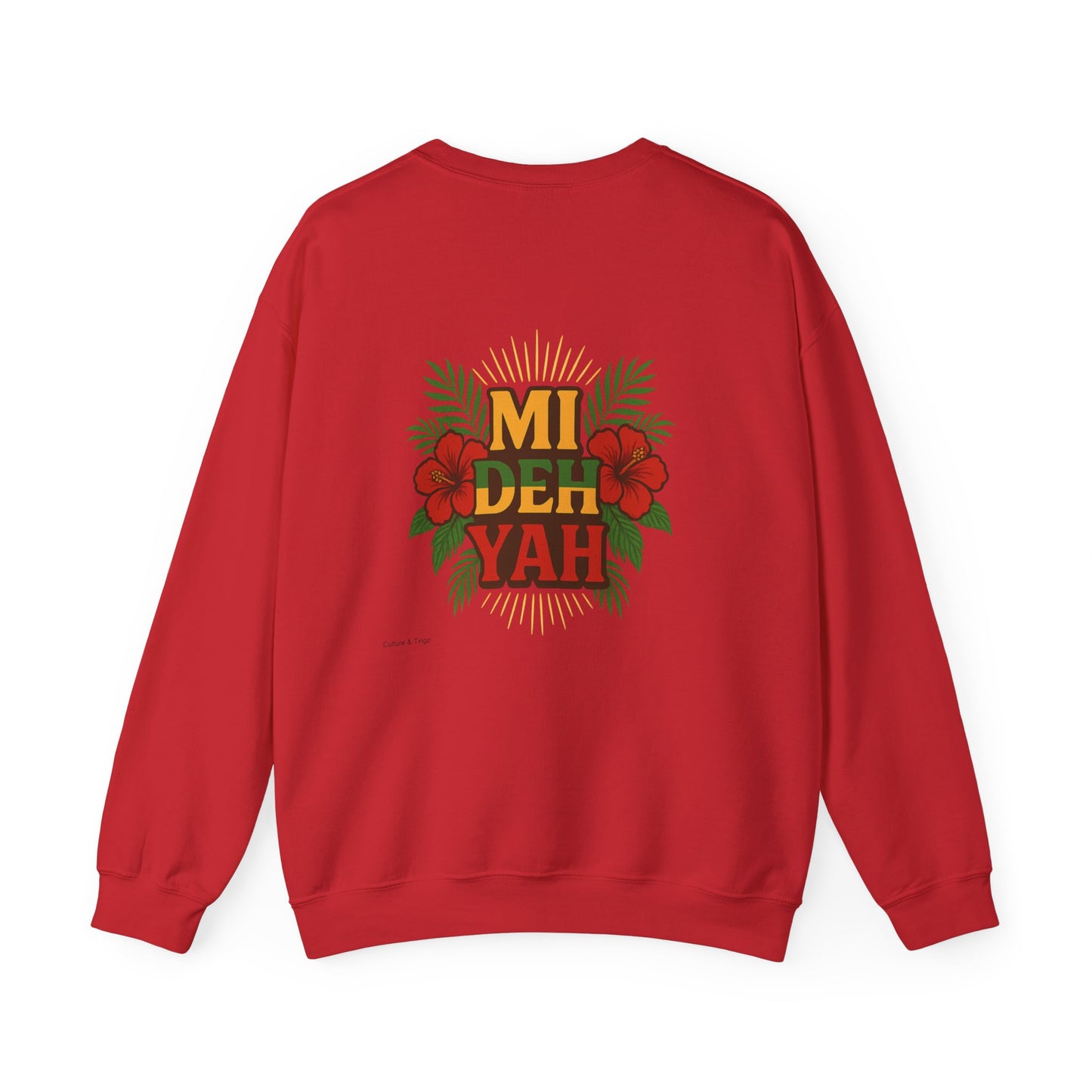 Mi Deh Yah - Unisex Crewneck Sweater (Letterwork Front, Full Artwork Back)