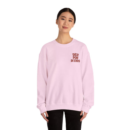 Deh Pon Di Ends - Unisex Crewneck Sweater (Letterwork Front, Artwork Back)