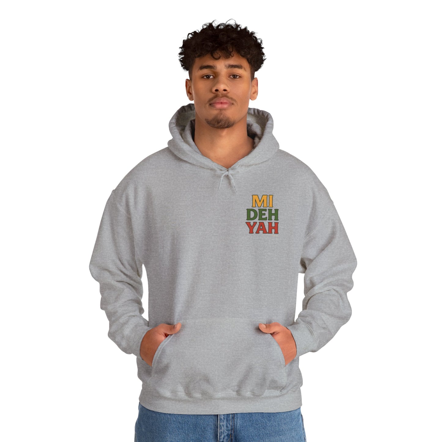 Mi Deh Yah - Unisex Hoodie (Letterwork front, Artwork Back)