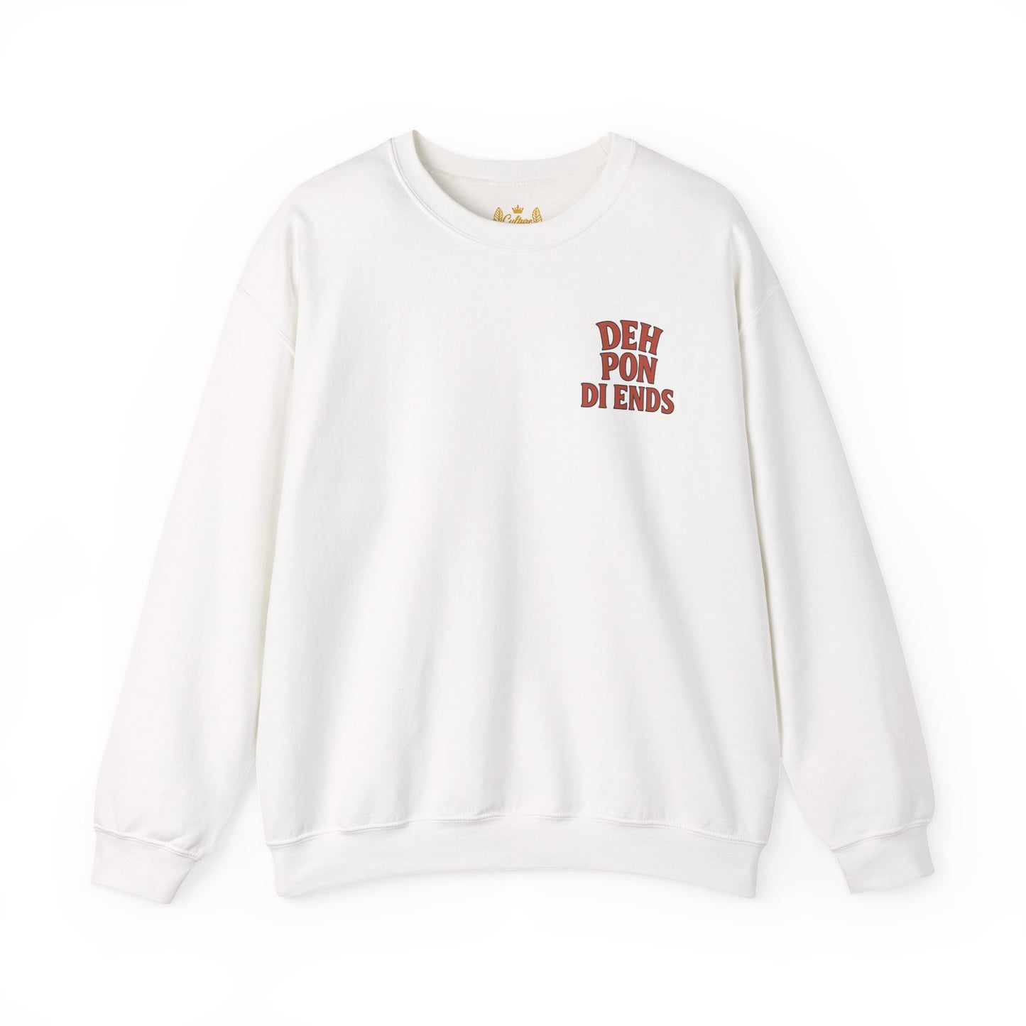 Deh Pon Di Ends - Unisex Crewneck Sweater (Letterwork Front, Artwork Back)