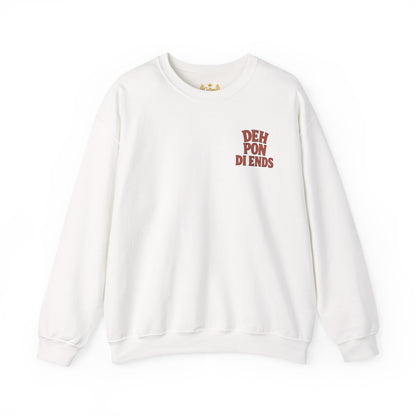 Deh Pon Di Ends - Unisex Crewneck Sweater (Letterwork Front, Artwork Back)