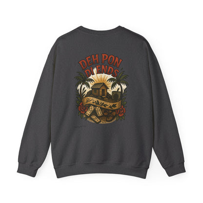Deh Pon Di Ends - Unisex Crewneck Sweater (Letterwork Front, Artwork Back)