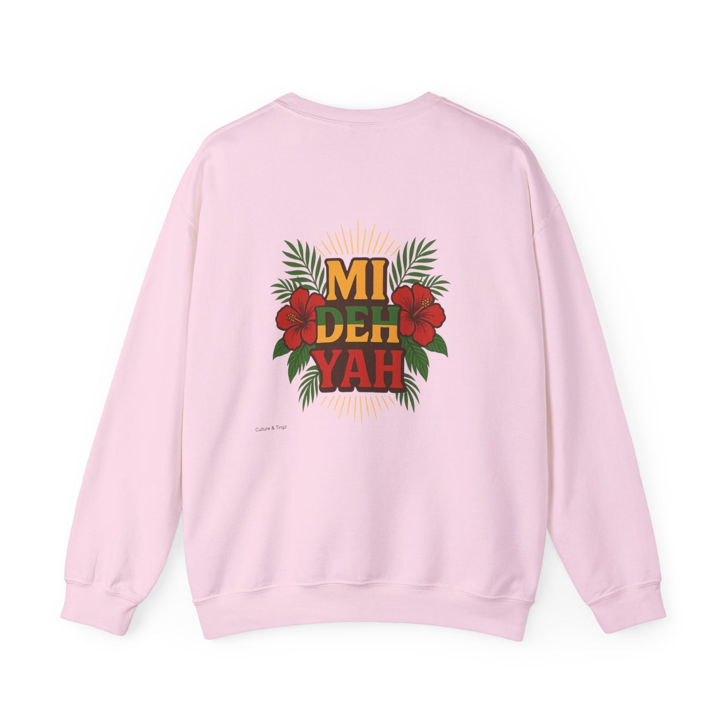 Mi Deh Yah - Unisex Crewneck Sweater (Letterwork Front, Full Artwork Back)