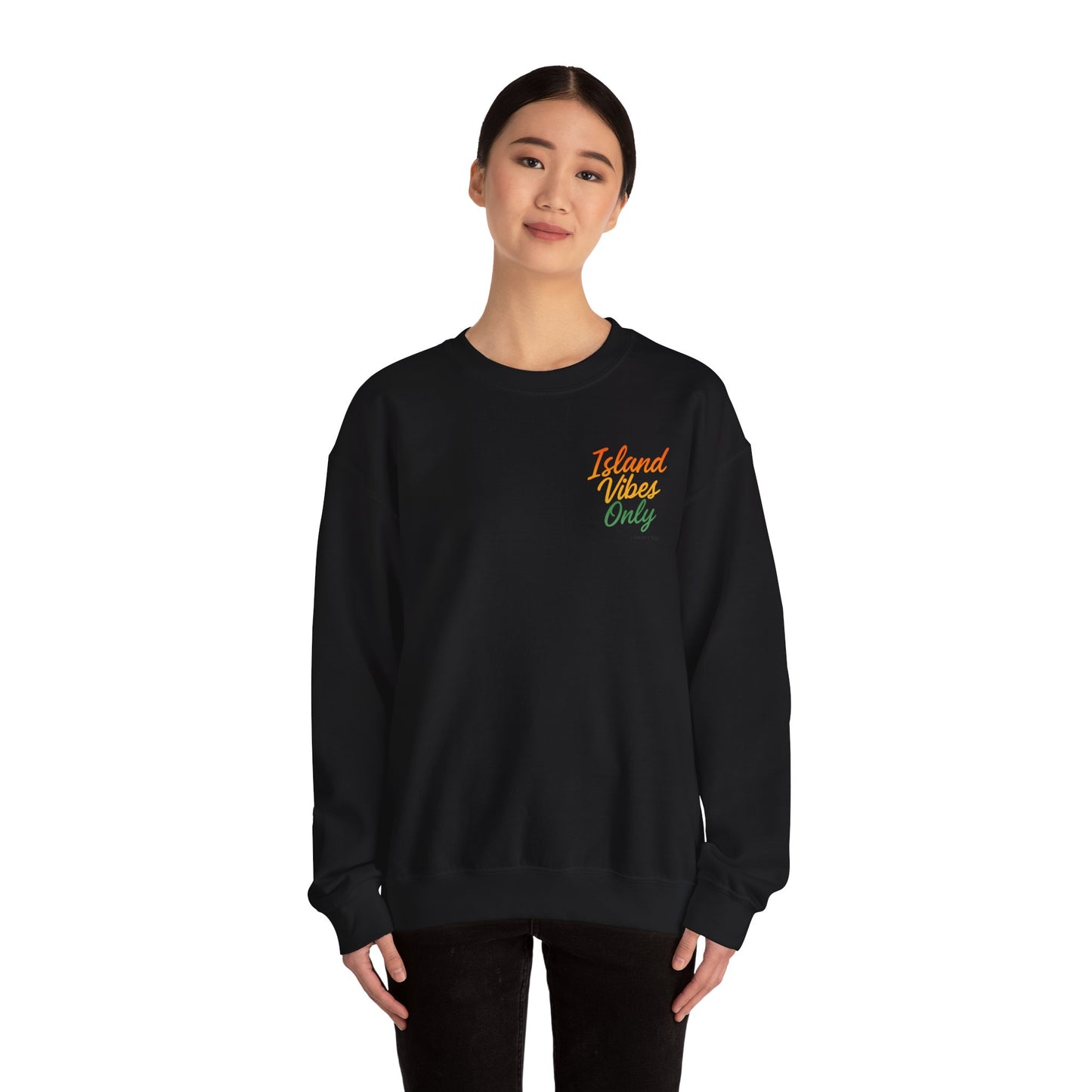 Island Vibes Only - Unisex Crewneck Sweater (Letterwork Front, Full Artwork Back)