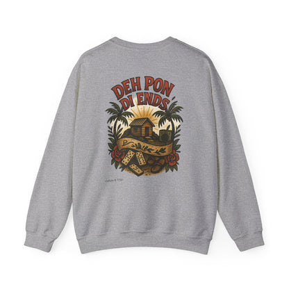 Deh Pon Di Ends - Unisex Crewneck Sweater (Letterwork Front, Artwork Back)