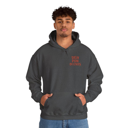 Deh Pon Di Ends - Unisex Hoodie (Letterwork front, Artwork Back)