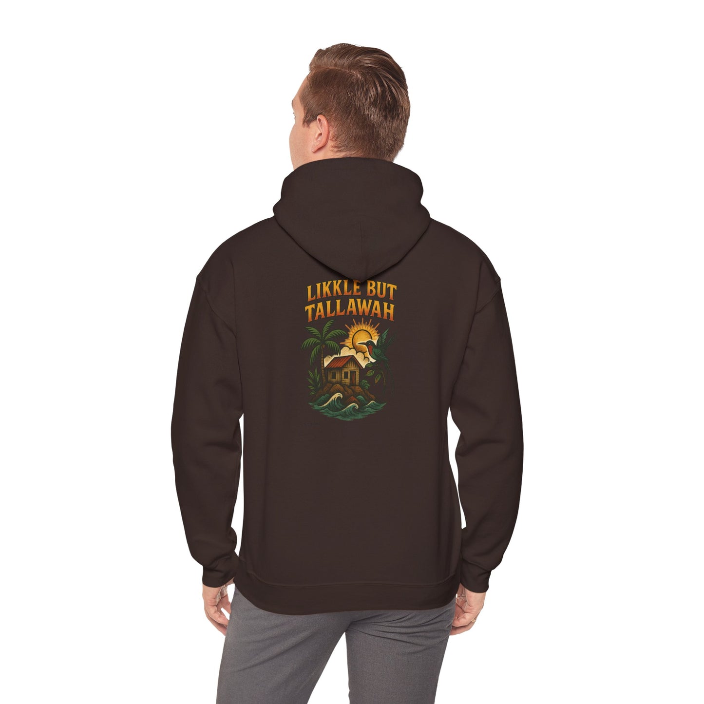 Likkle but Tallawah - Unisex Hoodie (Letterwork front, Artwork Back)