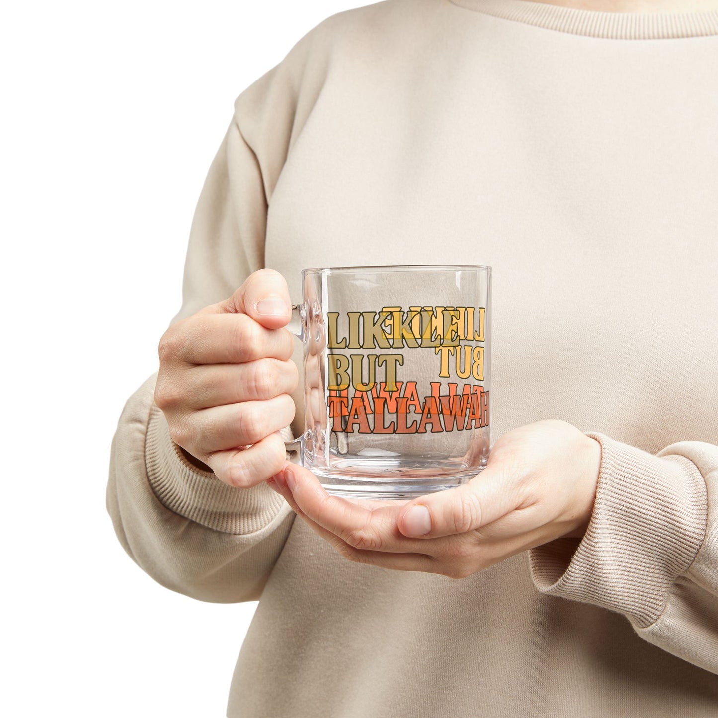 Likkle but Tallawah Glass Mug - 10oz. (Letterwork Edition)