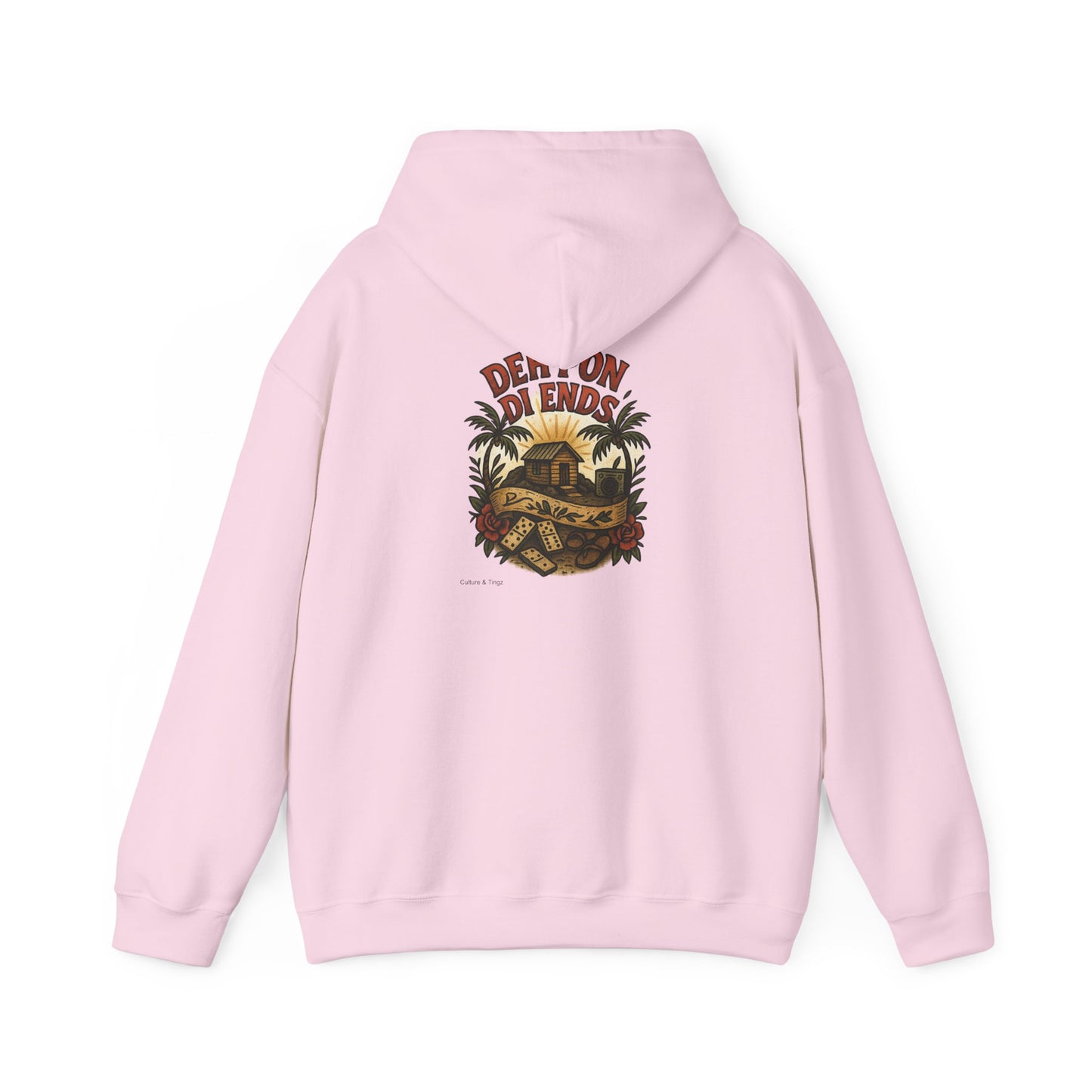 Deh Pon Di Ends - Unisex Hoodie (Letterwork front, Artwork Back)