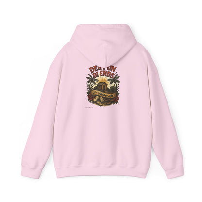 Deh Pon Di Ends - Unisex Hoodie (Letterwork front, Artwork Back)