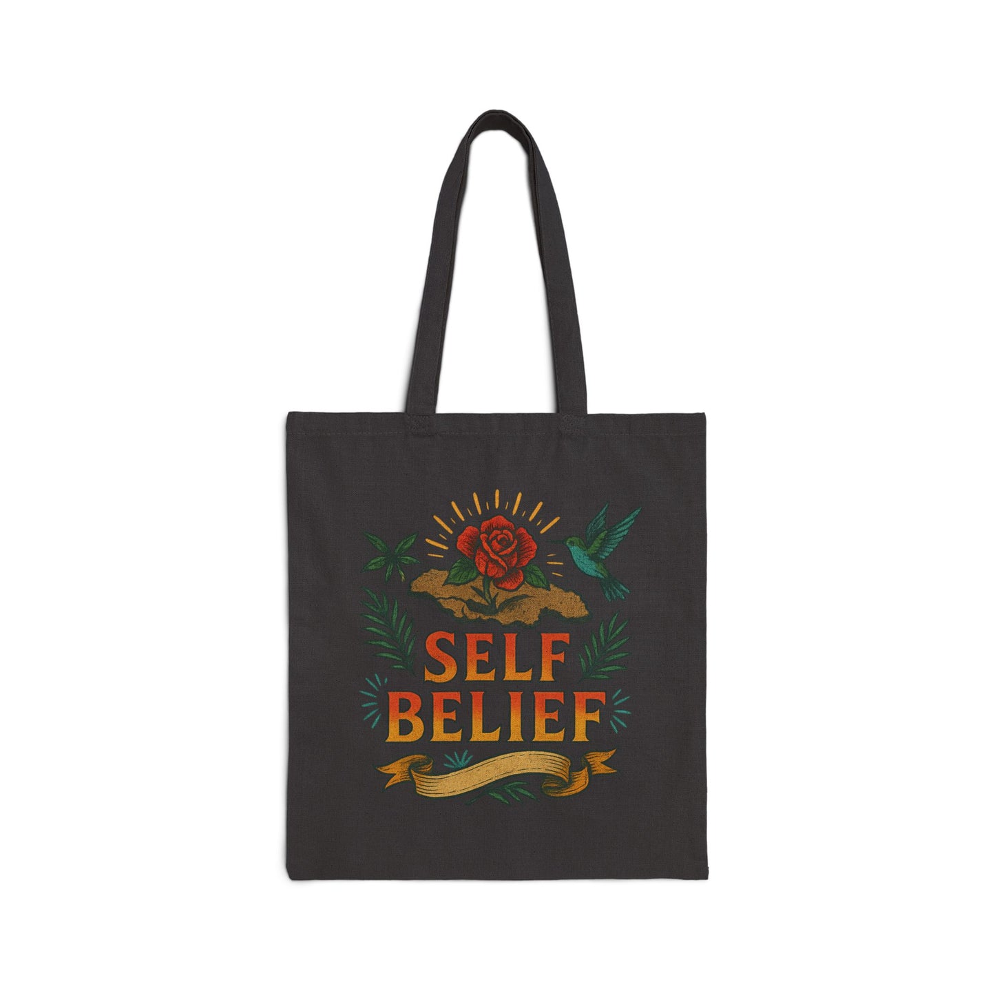 Self Belief - Canvas Tote Bag (Lettering Front, Artwork Back)