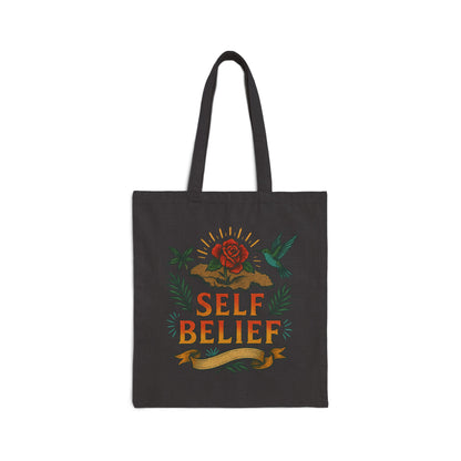 Self Belief - Canvas Tote Bag (Lettering Front, Artwork Back)