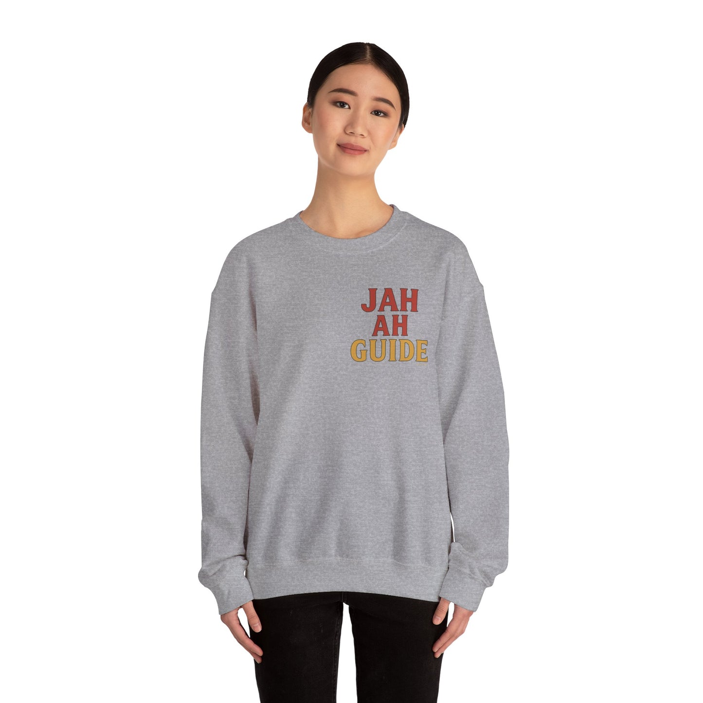 Jah Ah Guide - Unisex Crewneck Sweater (Letterwork Front, Full Artwork Back)