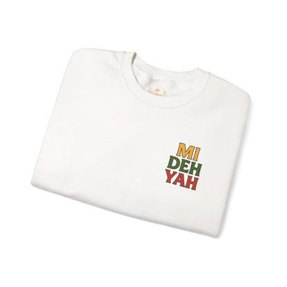 Mi Deh Yah - Unisex Crewneck Sweater (Letterwork Front, Full Artwork Back)