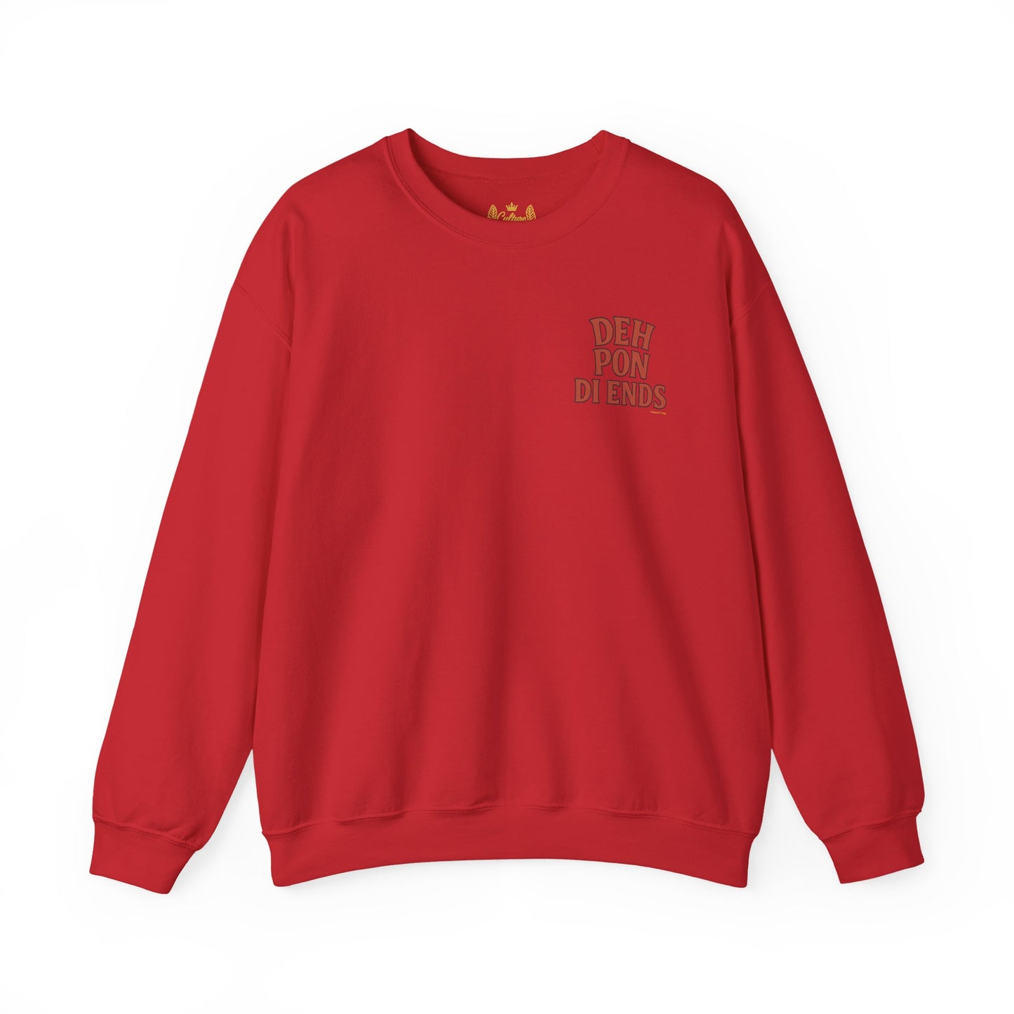 Deh Pon Di Ends - Unisex Crewneck Sweater (Letterwork Front, Artwork Back)