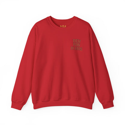 Deh Pon Di Ends - Unisex Crewneck Sweater (Letterwork Front, Artwork Back)