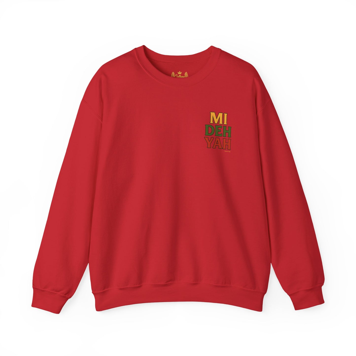 Mi Deh Yah - Unisex Crewneck Sweater (Letterwork Front, Full Artwork Back)