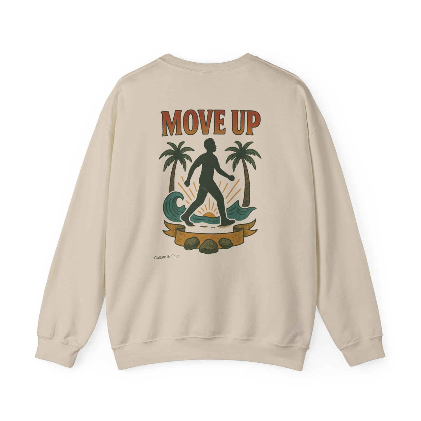 Move Up - Unisex Crewneck Sweater (Letterwork Front, Full Artwork Back)