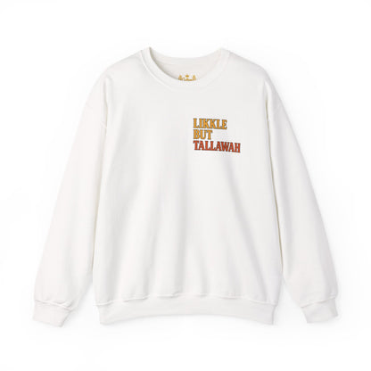 Likkle but Tallawah - Unisex Crewneck Sweater (Letterwork Front, Full Artwork Back)