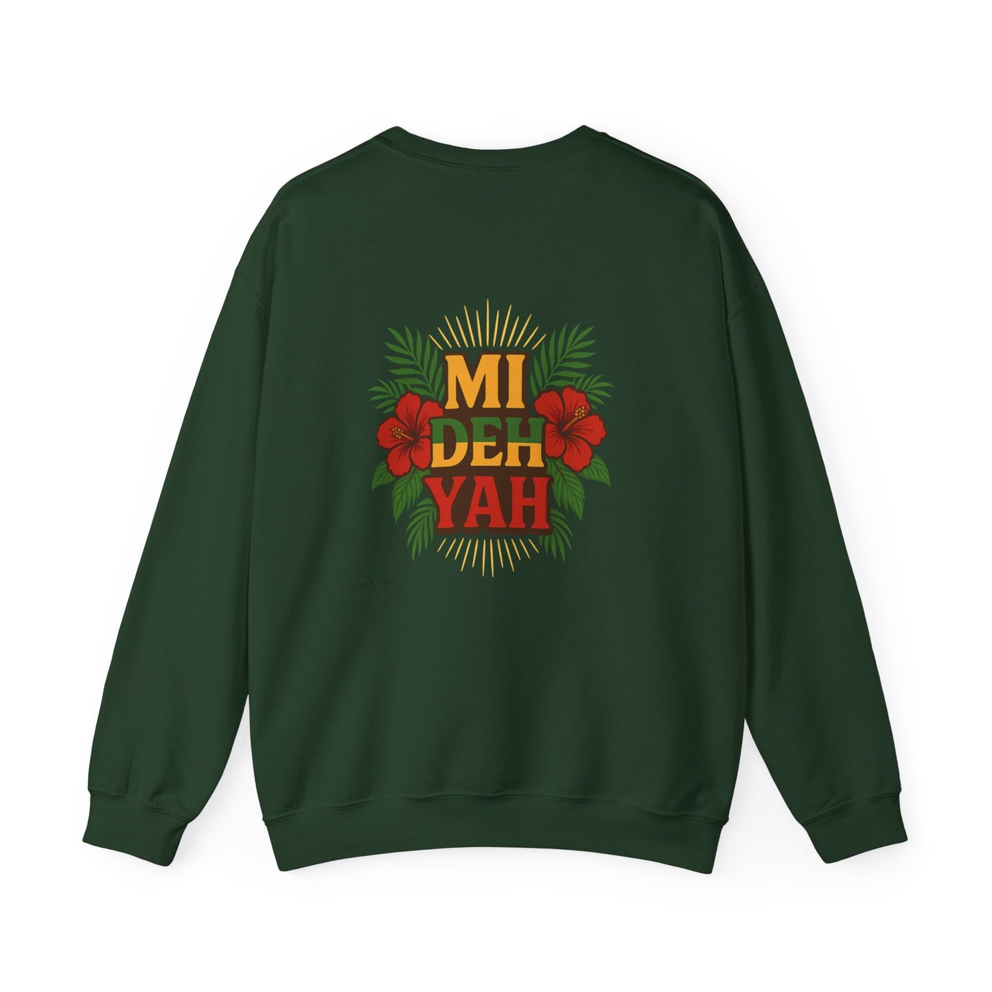 Mi Deh Yah - Unisex Crewneck Sweater (Letterwork Front, Full Artwork Back)