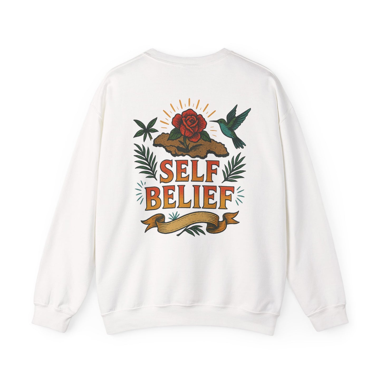 Self Belief - Unisex Crewneck Sweater (Lettering Front, Full Artwork Back)