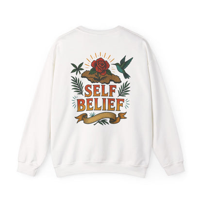 Self Belief - Unisex Crewneck Sweater (Lettering Front, Full Artwork Back)