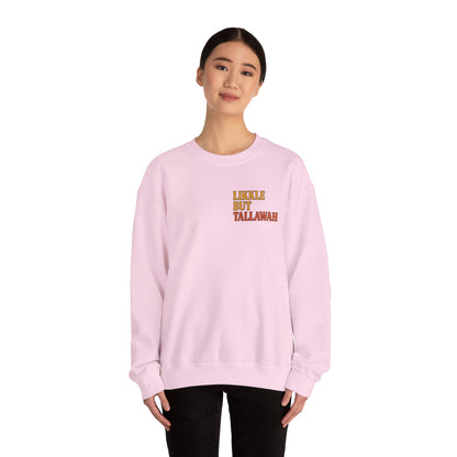 Likkle but Tallawah - Unisex Crewneck Sweater (Letterwork Front, Full Artwork Back)
