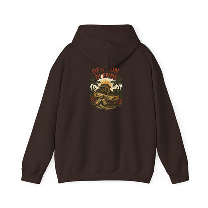 Deh Pon Di Ends - Unisex Hoodie (Letterwork front, Artwork Back)