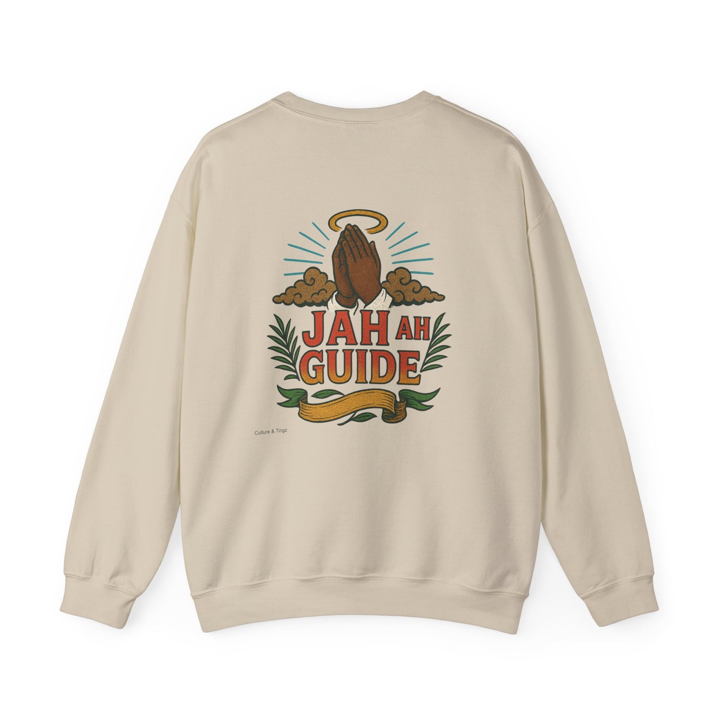 Jah Ah Guide - Unisex Crewneck Sweater (Letterwork Front, Full Artwork Back)