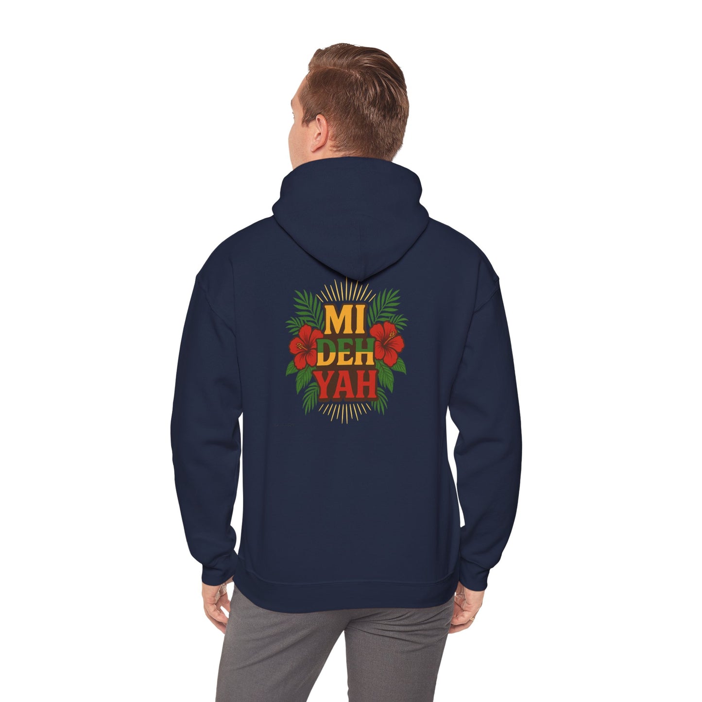 Mi Deh Yah - Unisex Hoodie (Letterwork front, Artwork Back)