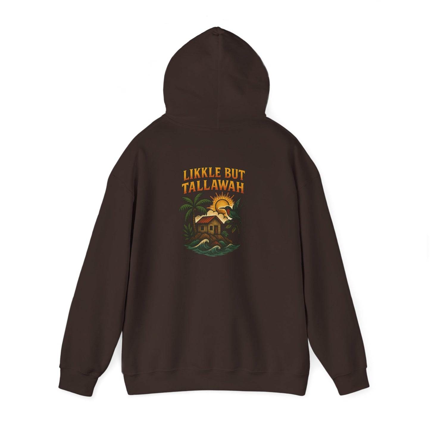 Likkle but Tallawah - Unisex Hoodie (Letterwork front, Artwork Back)