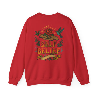 Self Belief - Unisex Crewneck Sweater (Lettering Front, Full Artwork Back)