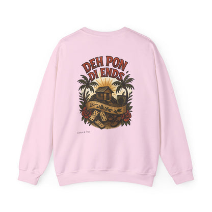 Deh Pon Di Ends - Unisex Crewneck Sweater (Letterwork Front, Artwork Back)
