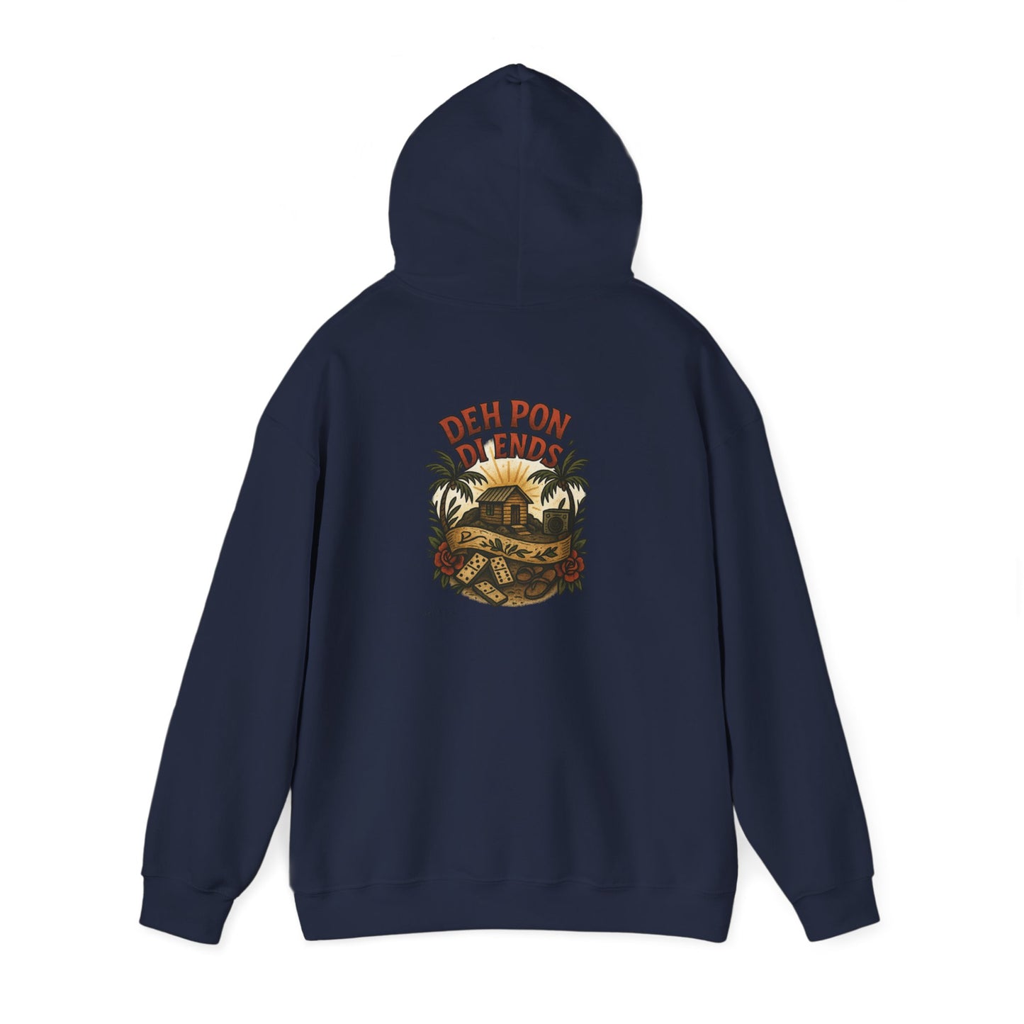 Deh Pon Di Ends - Unisex Hoodie (Letterwork front, Artwork Back)