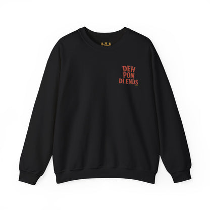 Deh Pon Di Ends - Unisex Crewneck Sweater (Letterwork Front, Artwork Back)
