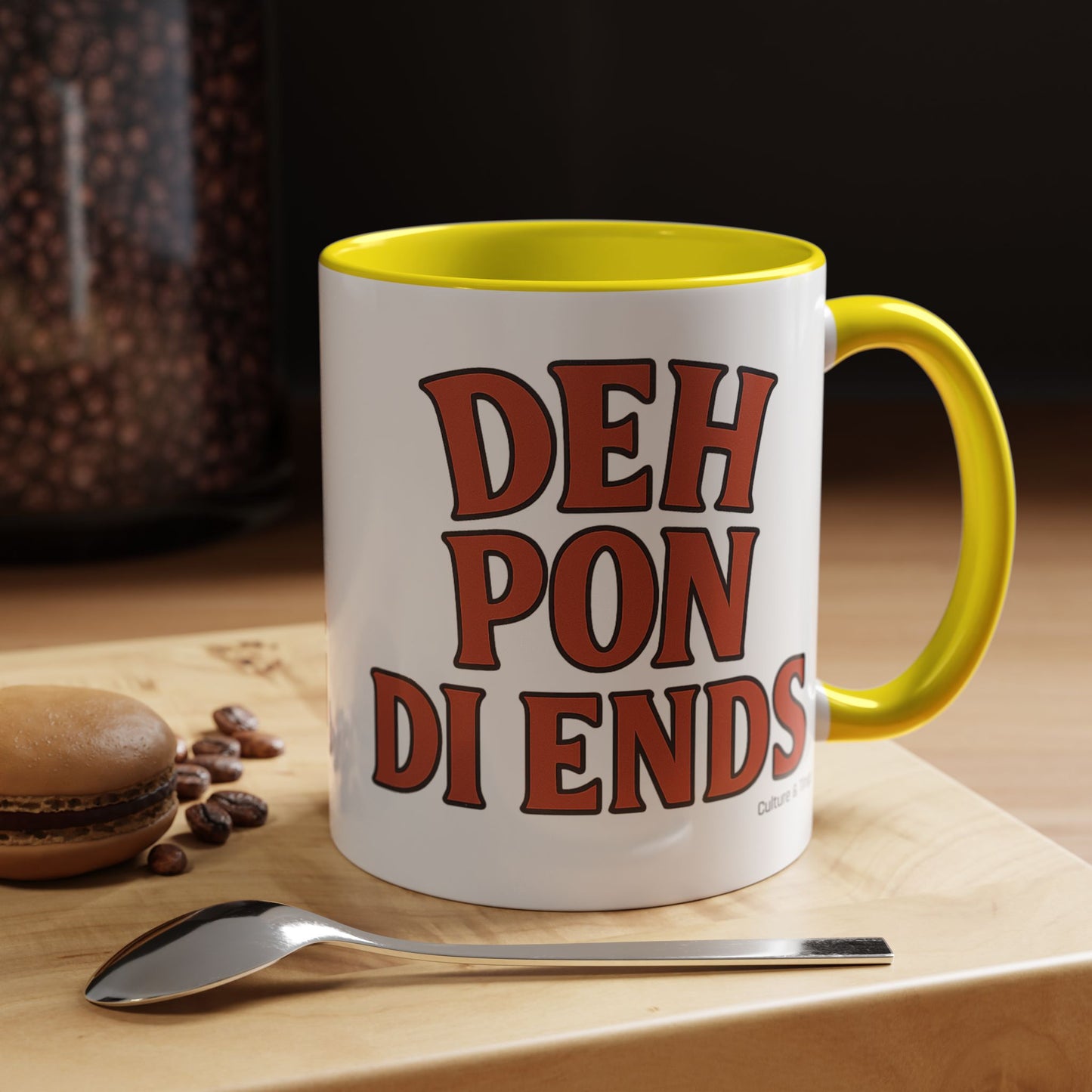 Deh Pon Di Ends Ceramic Mugs  – Letterwork Edition