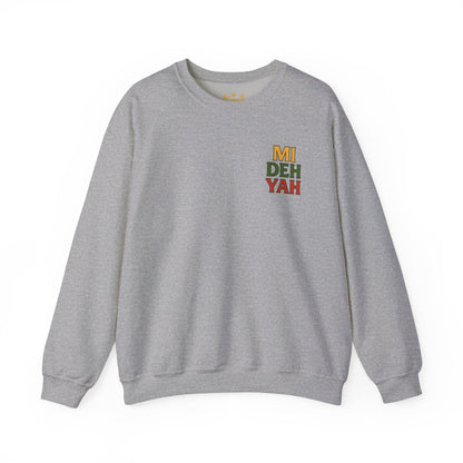 Mi Deh Yah - Unisex Crewneck Sweater (Letterwork Front, Full Artwork Back)