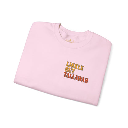 Likkle but Tallawah - Unisex Crewneck Sweater (Letterwork Front, Full Artwork Back)