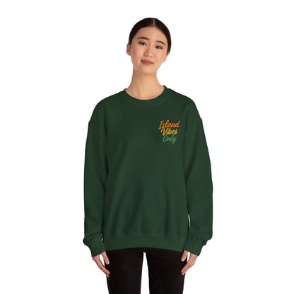 Island Vibes Only - Unisex Crewneck Sweater (Letterwork Front, Full Artwork Back)