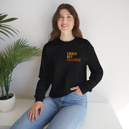 Likkle but Tallawah - Unisex Crewneck Sweater (Letterwork Front, Full Artwork Back)