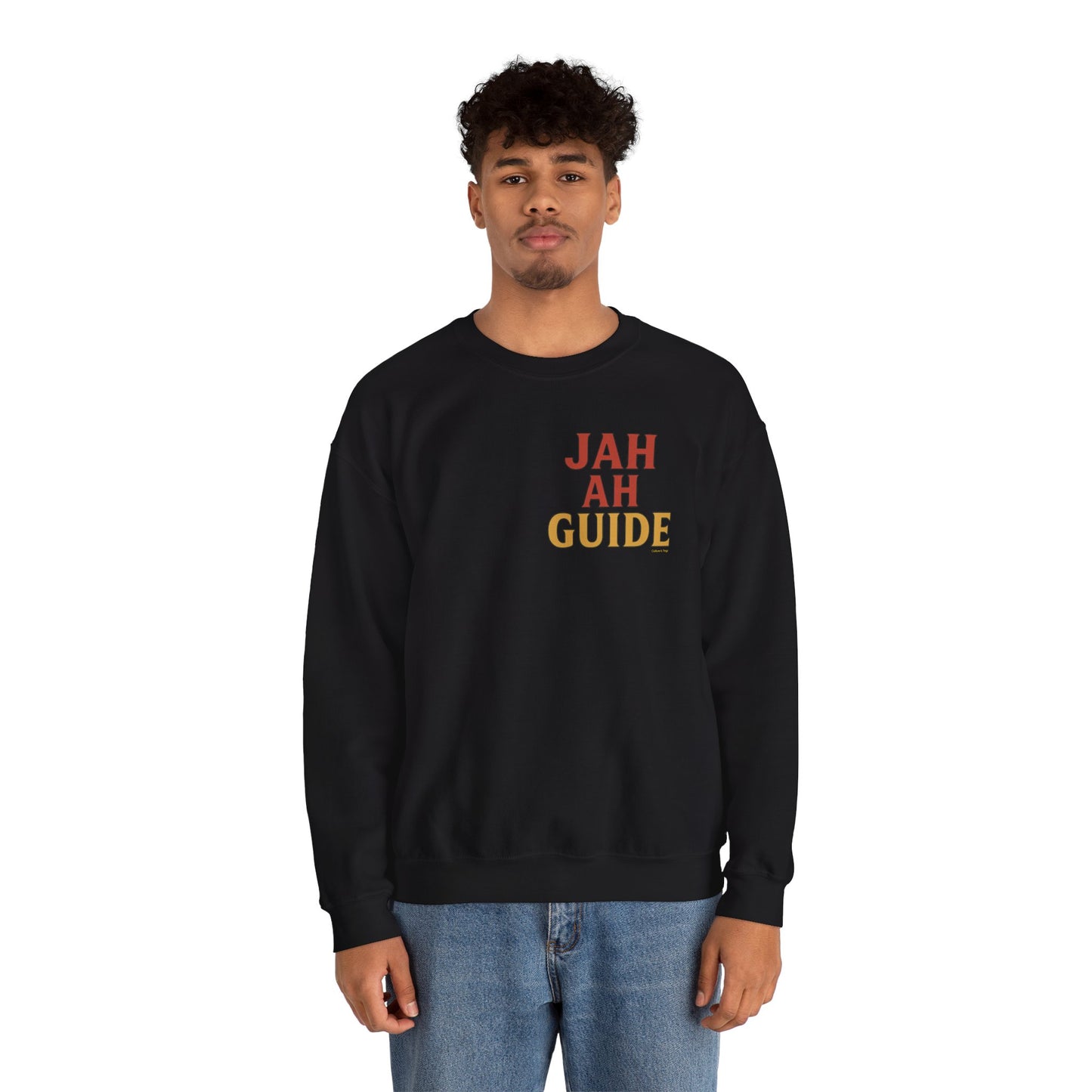 Jah Ah Guide - Unisex Crewneck Sweater (Letterwork Front, Full Artwork Back)